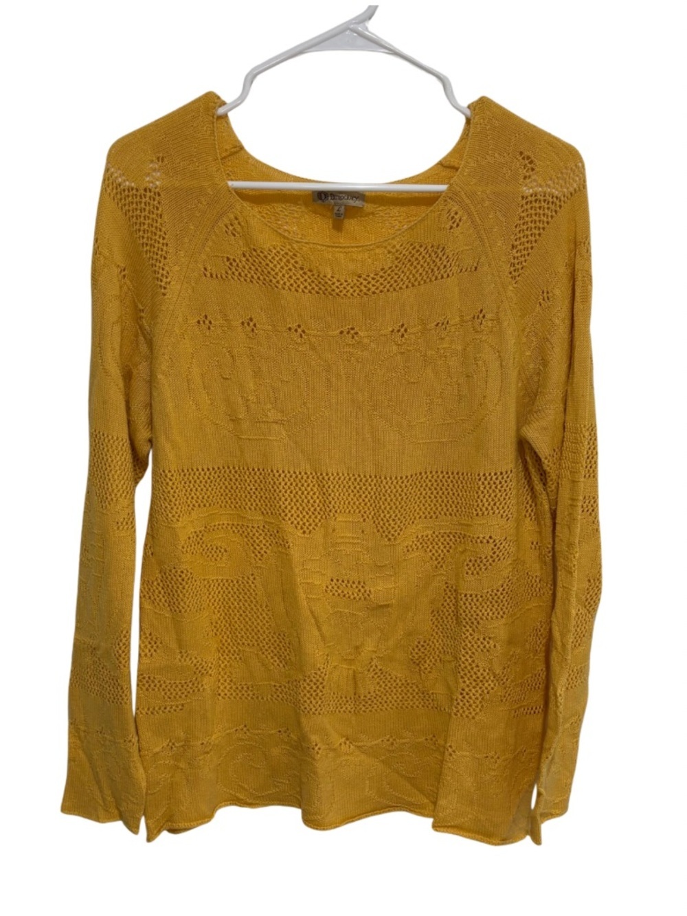 Democracy Yellow Lightweight Open Knit Sweater Size L